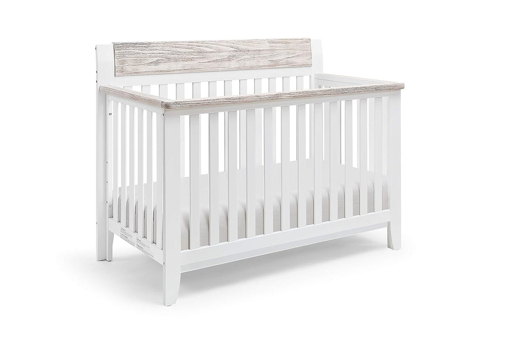 White and Wire Brushed Wood 4 in 1 Convertible Crib K549507