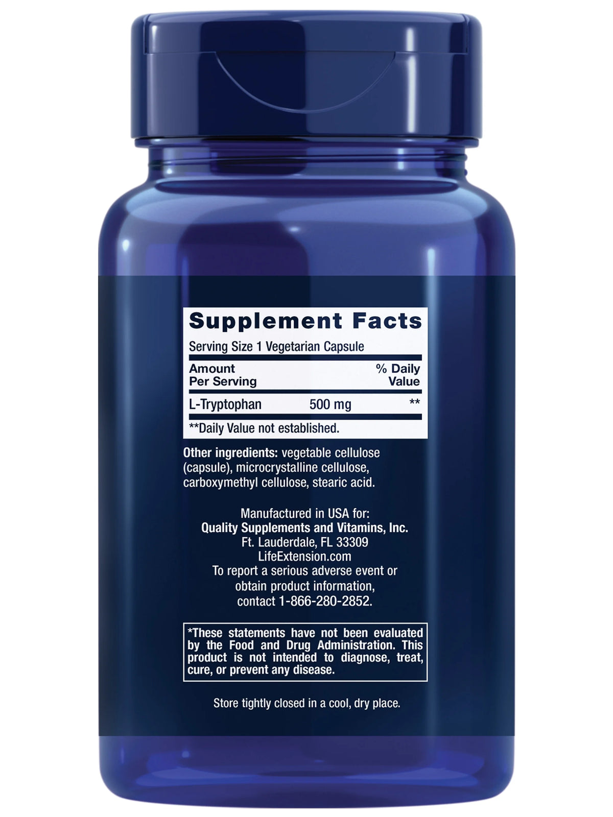 L-Tryptophan 500 mg Supplement 90 Capsules S20890