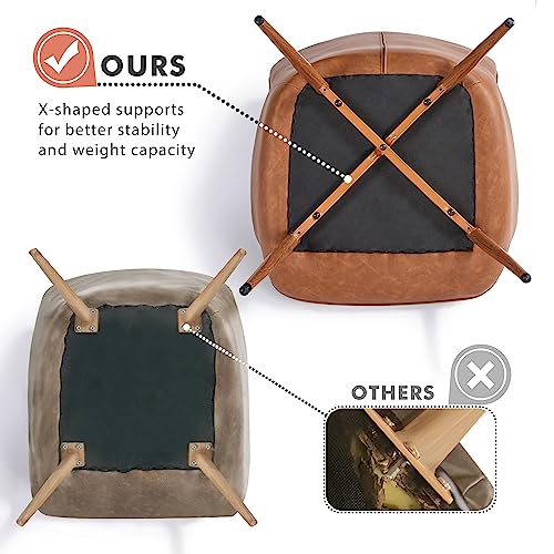 Brown PU Leather Armchair with Metal Legs J691