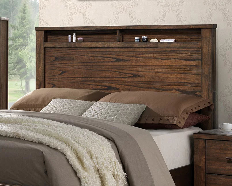Natural Wood Finish Eastern King Size Bed with Storage Drawers V65459