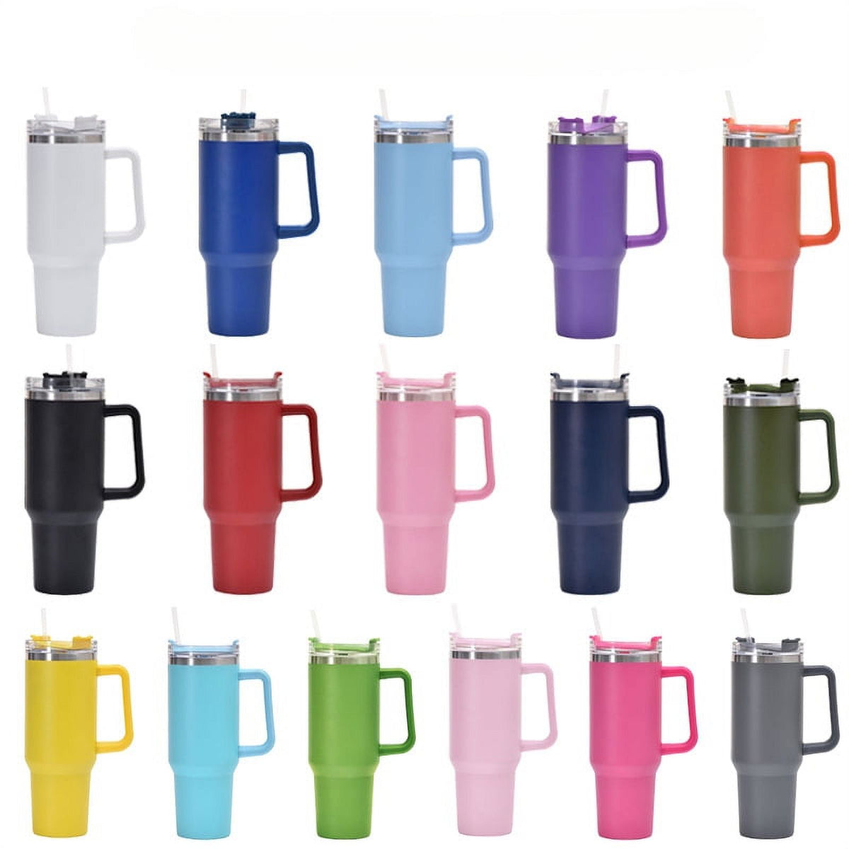 40 oz Insulated Reusable Stainless Steel Tumbler with Handle and Straw Lid L536