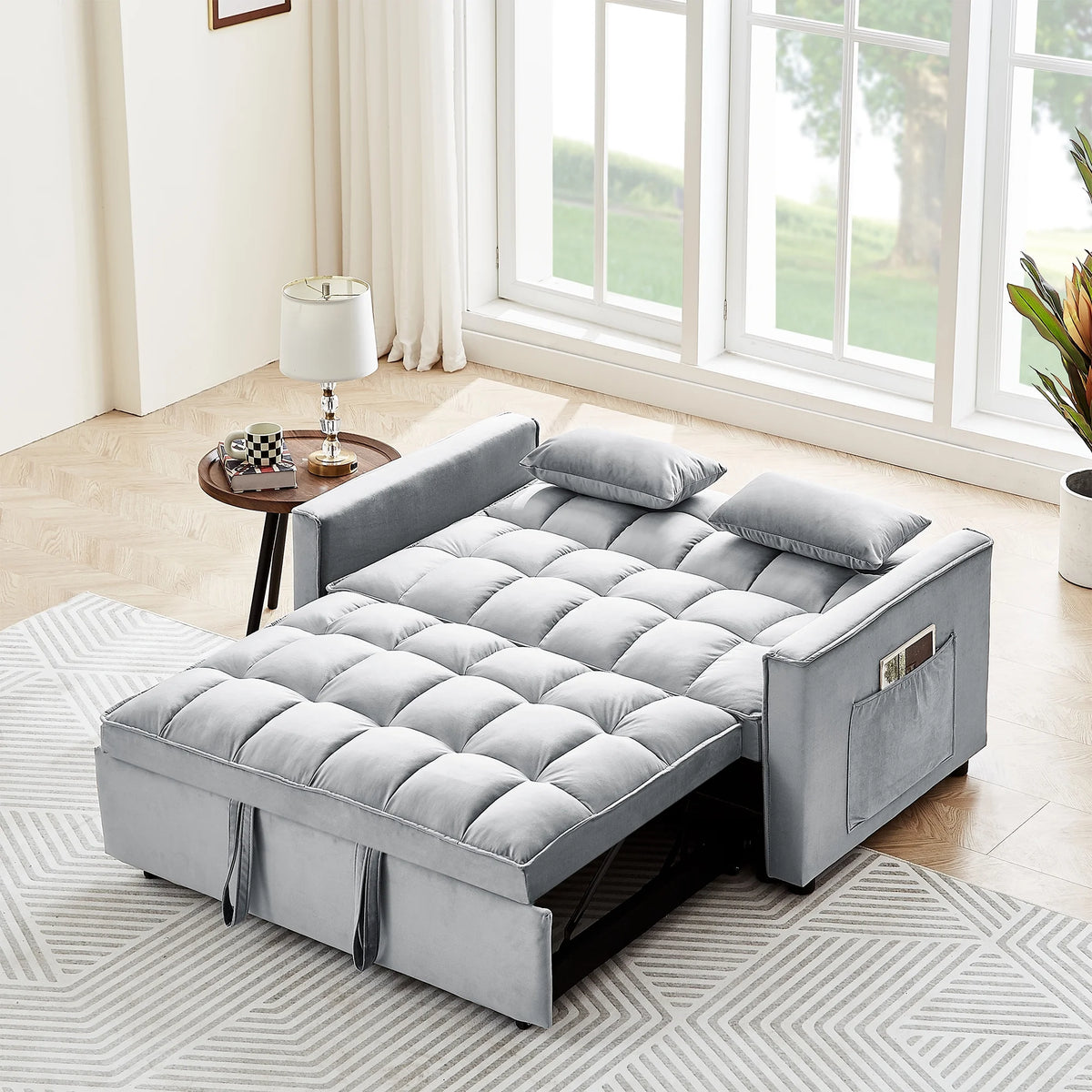 Black Velvet 3 in 1 Sleeper Sofa Bed L5539