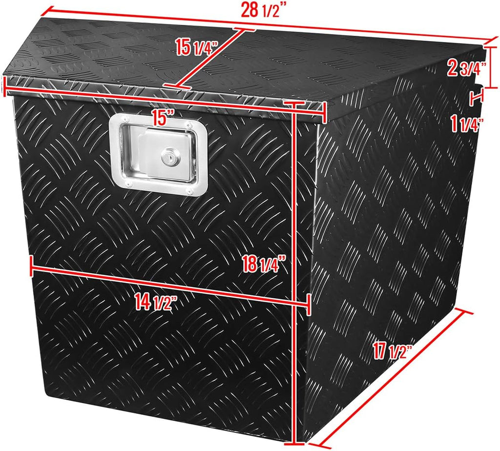 Black Aluminum Underbody Tongue Tool Box Trailer Storage with Lock B58408