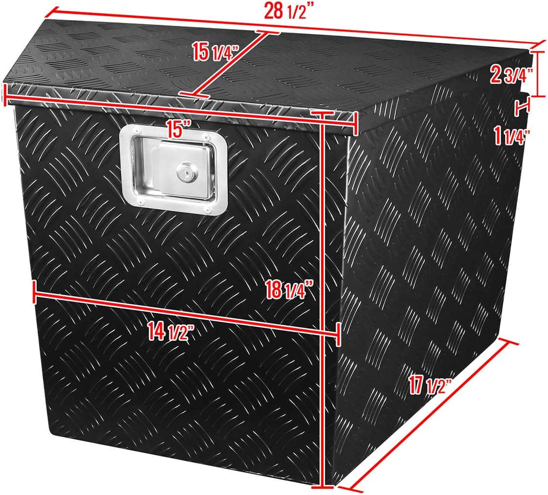 Black Aluminum Underbody Tongue Tool Box Trailer Storage with Lock B58408
