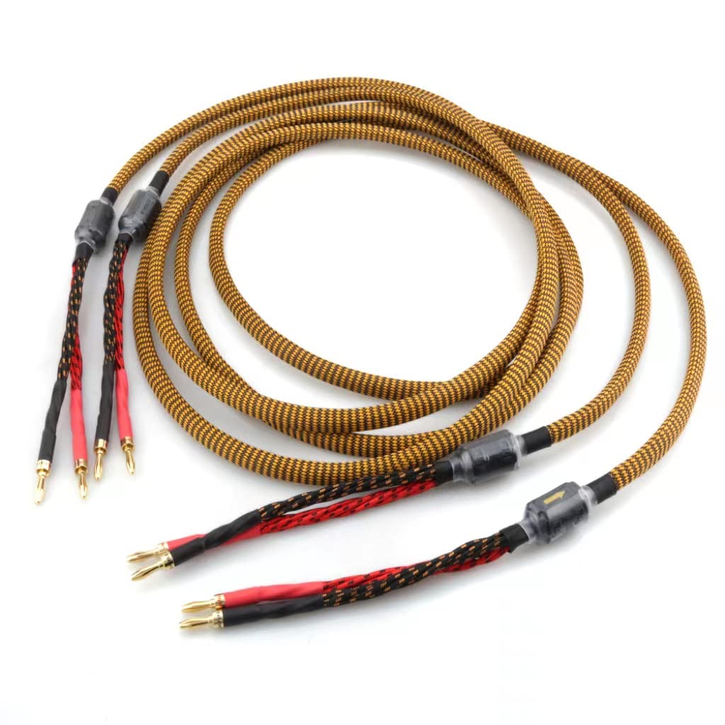 8.20ft 2.5m Nylon Braid Gold Plated Speaker Cable with 8 Banana Plugs R482229
