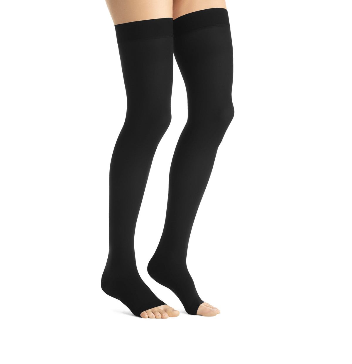 Large Black 30-40 mmHg Open Toe Thigh High U152