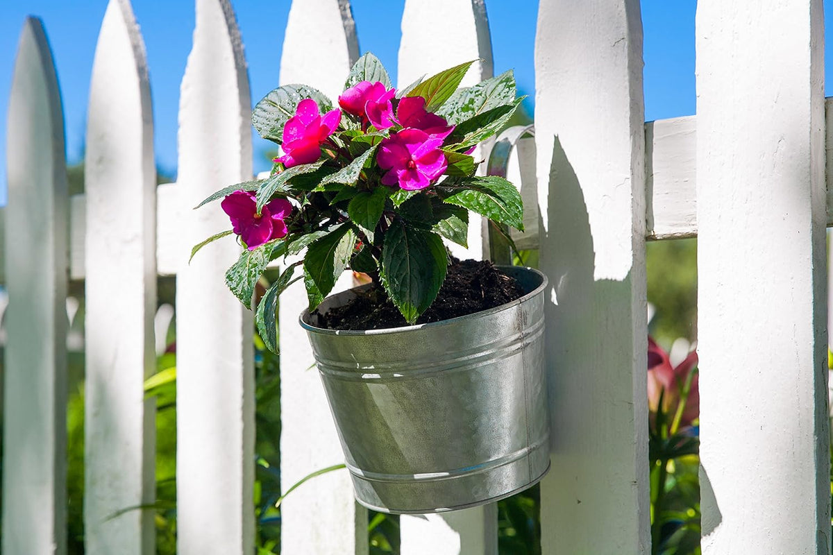 8 inch Over-The-Rail Planter, Aged Galvanized Finish F922
