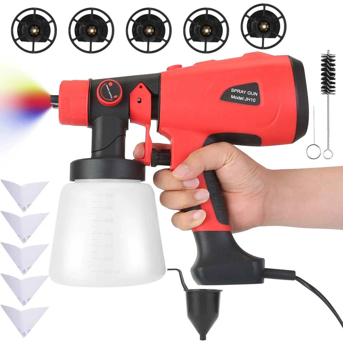 Electric Paint Sprayer with 3 Spray Patterns 5 Nozzles 800ML Detachable Cup L634