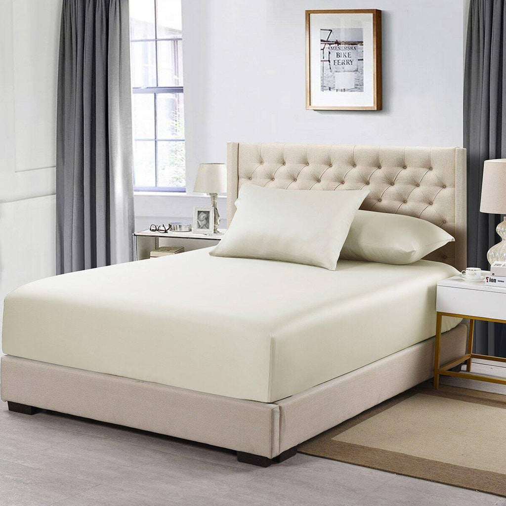 California King Fitted Sheet 600 Thread Count Ivory N817