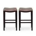 Gray and Cappuccino Brown Upholstered 30 Inch Backless Barstool Set of 2 T815308