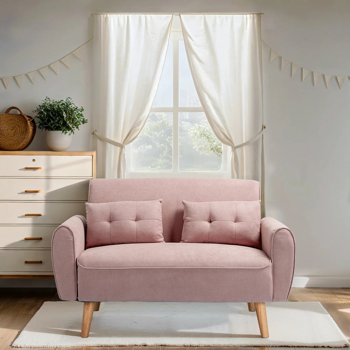 Dark Grey Fabric Upholstered 2-Seat Sofa S93986