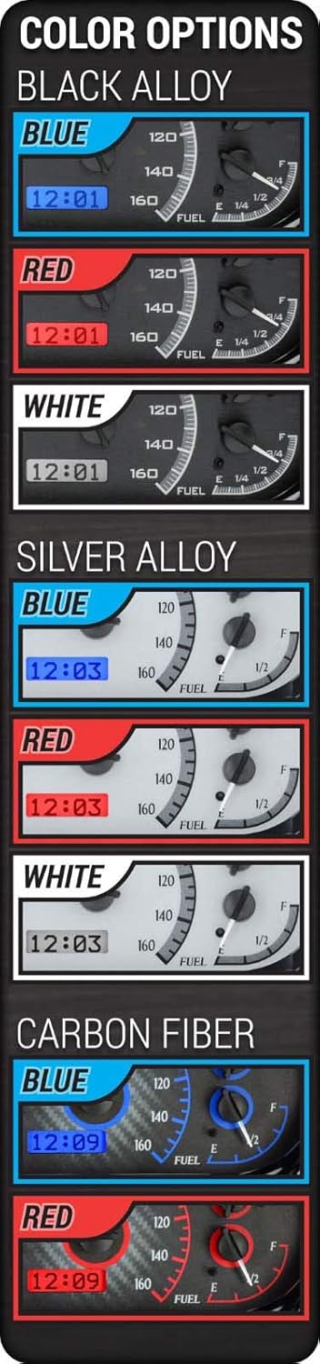 Black Alloy Analog Dash Gauges System I37508