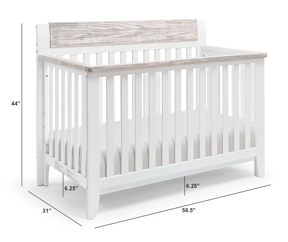 White and Wire Brushed Wood 4 in 1 Convertible Crib K549507
