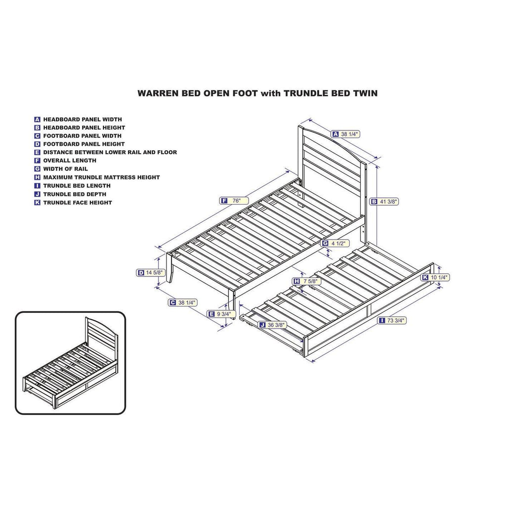 Grey Twin Bed with Twin Trundle A83212