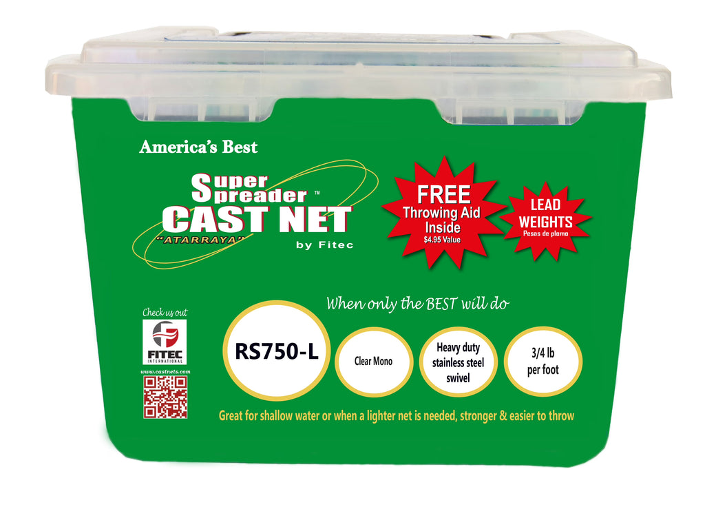 Cast Net, Clear, 4' radius, 3/8" mesh, 3/4 Lb wts Z13239