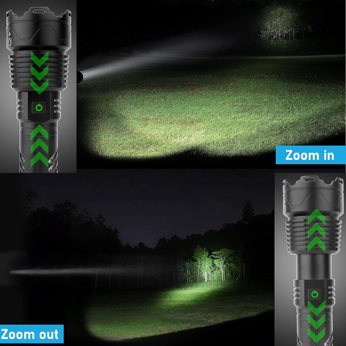 Rechargeable LED Tactical Flashlight, 120000 Lumen, USB Fast Charge, IPX6 Waterproof Y6489