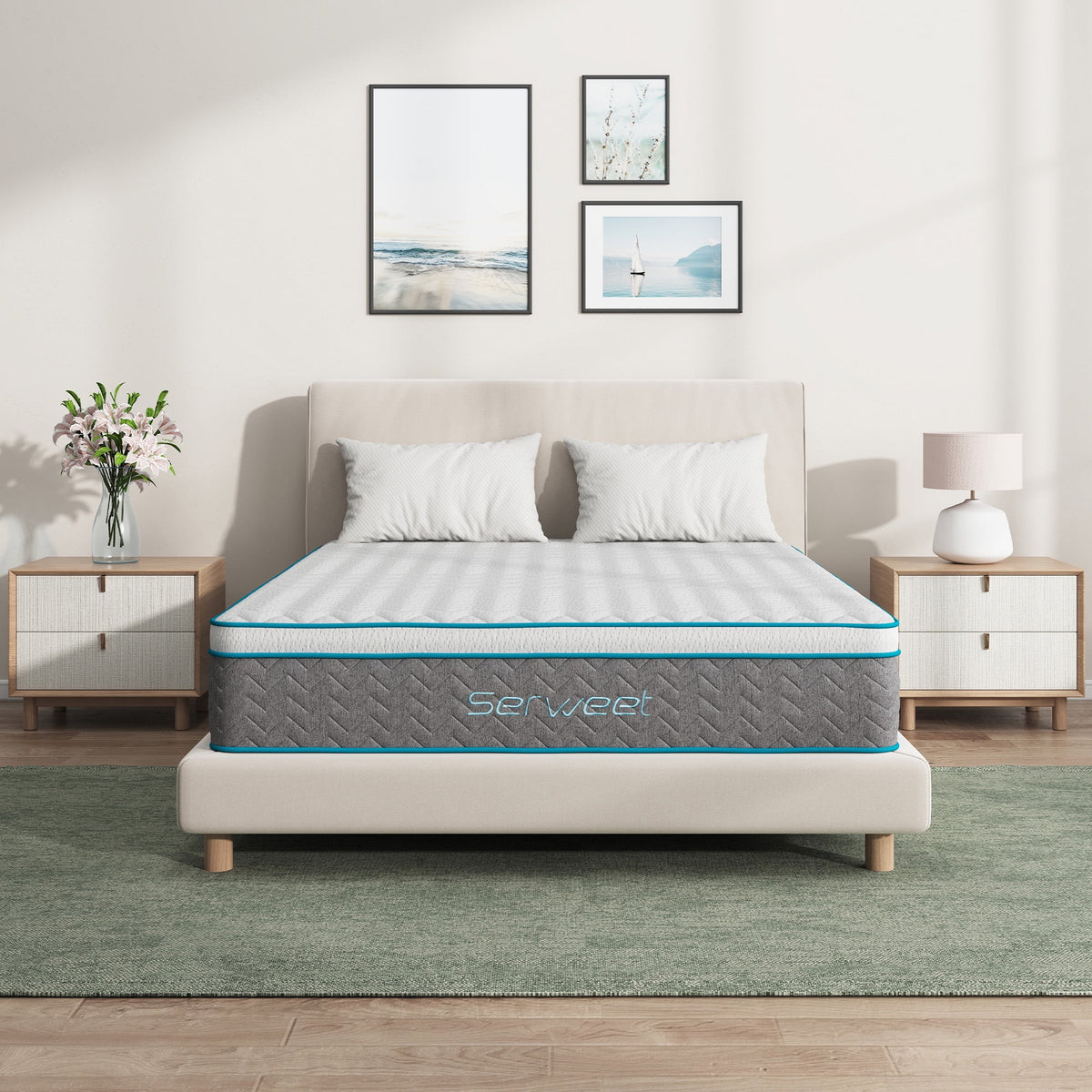 Full Size 10 inch Bamboo Charcoal Memory Foam Hybrid Mattress I374114
