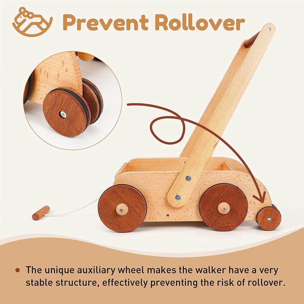 Wooden Baby Walker Push and Pull Toy Wagon S24356
