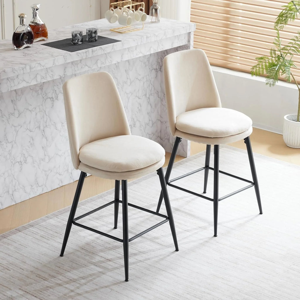 26'' Counter Height Bar Stools Set of 2 Beige E9629
