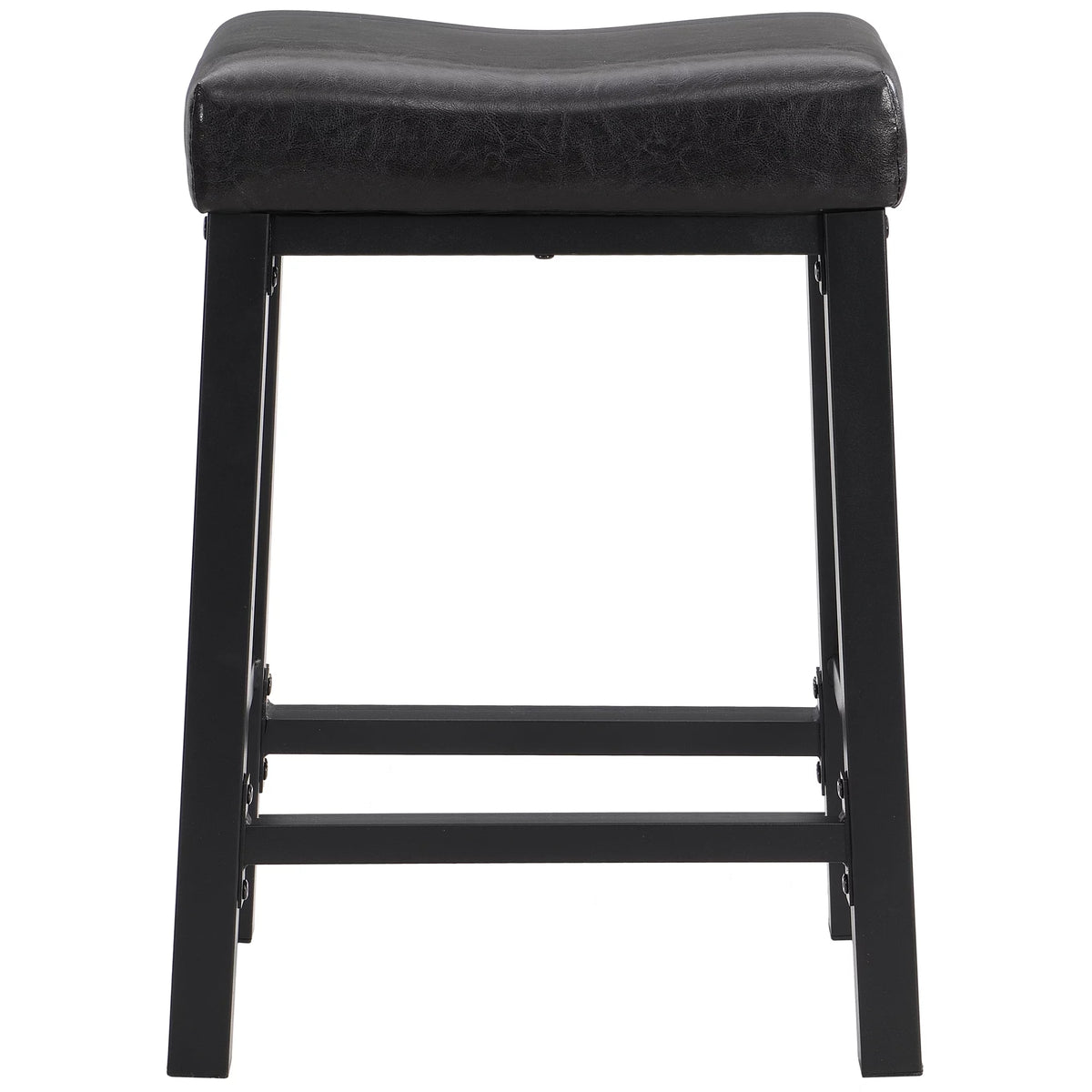 Black Faux Leather Saddle Seat Counter Height Barstools P36148