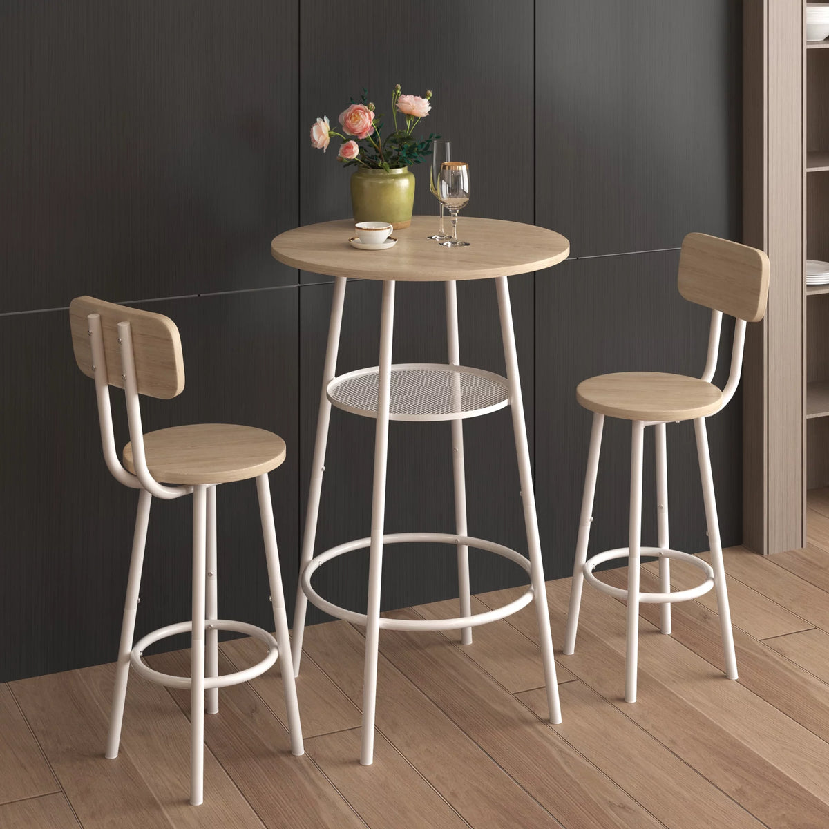 3-Piece Counter Height Bar Table Set with 3 Bar Stools E6045