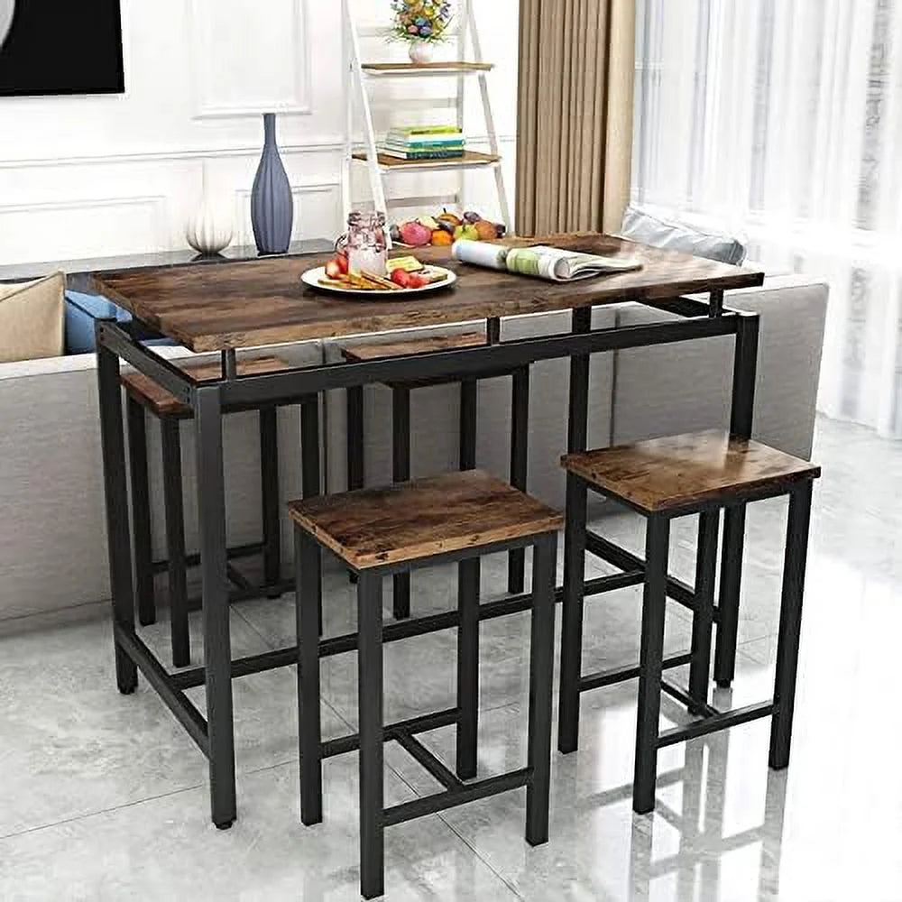 Black 5 Pieces Counter Height Table and Chairs Set E180561