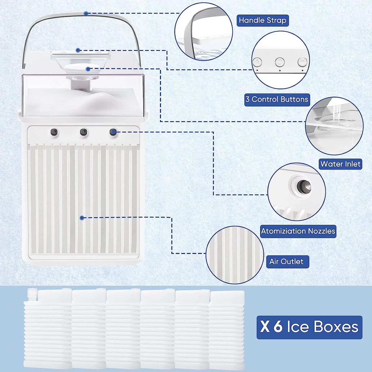 Portable Air Cooler 4 IN 1 3 Speeds 2000mAh Q361