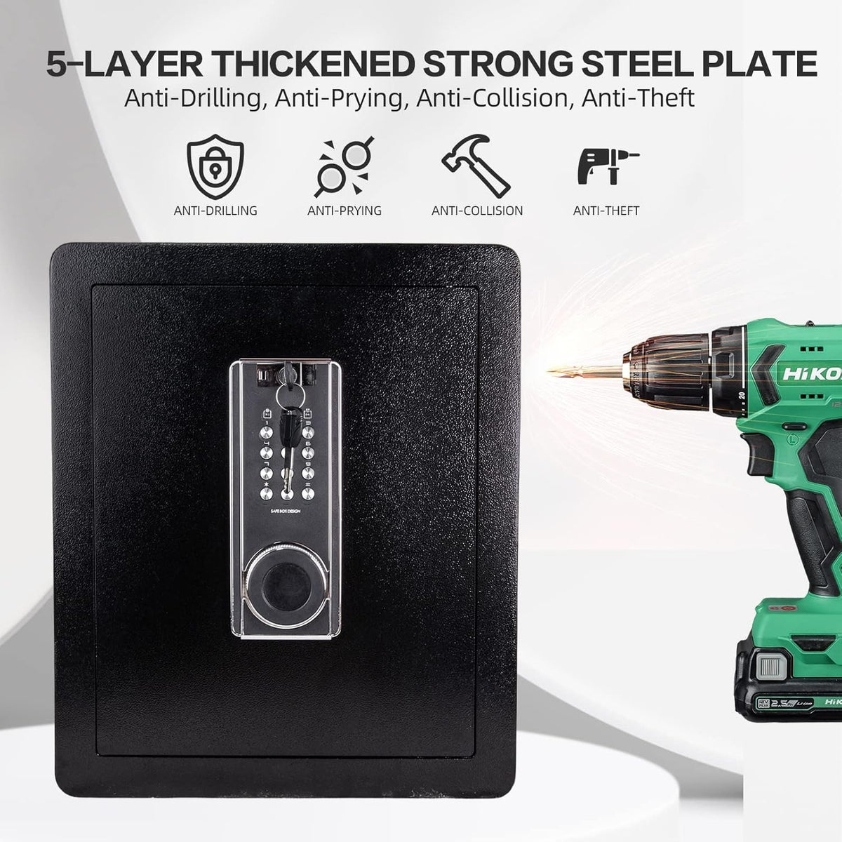 2.05 Cub Security Safe with Digital Keypad Fireproof Safe with Inner Cabinet LED Light V712516