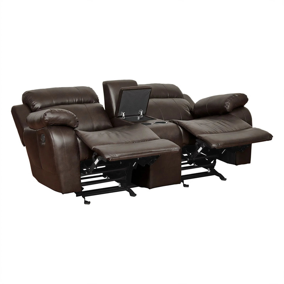 Brown Faux Leather 2-Piece Reclining Sofa Set O675
