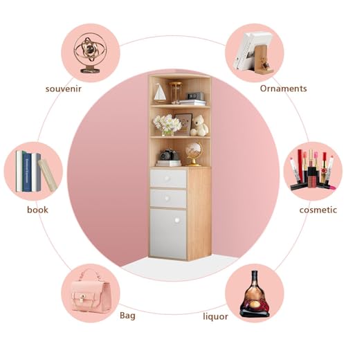 Triangle Corner Cabinet with Open Shelves Drawer Single Door I2026