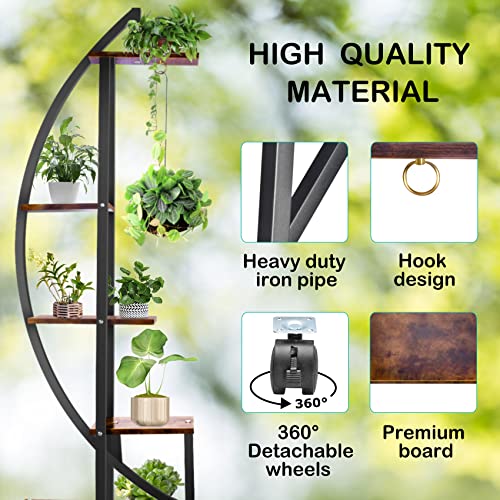 2 pcs 6 Tier Tall Metal Plant Stands with Hanging Loop K334064
