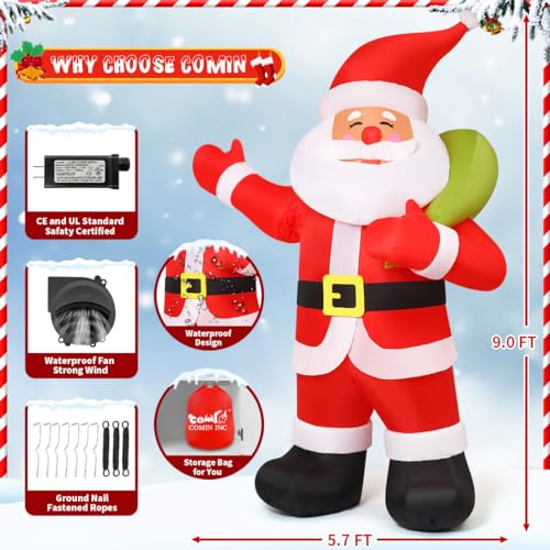 9 FT Animated Santa Inflatable with LEDs H116
