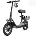 Electric Scooter with Seat, 500W Peak Motor, 20MPH, 22 Miles Range, Foldable, Dual Suspension, Drum Brakes C303