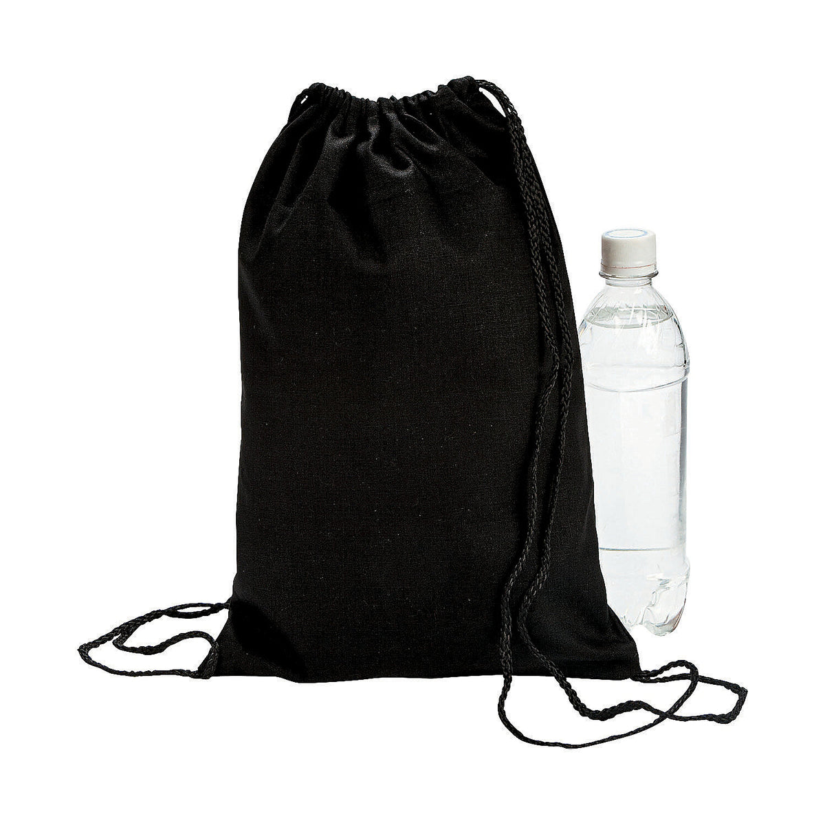Black Canvas Drawstring Backpacks 12 Pieces Q353616