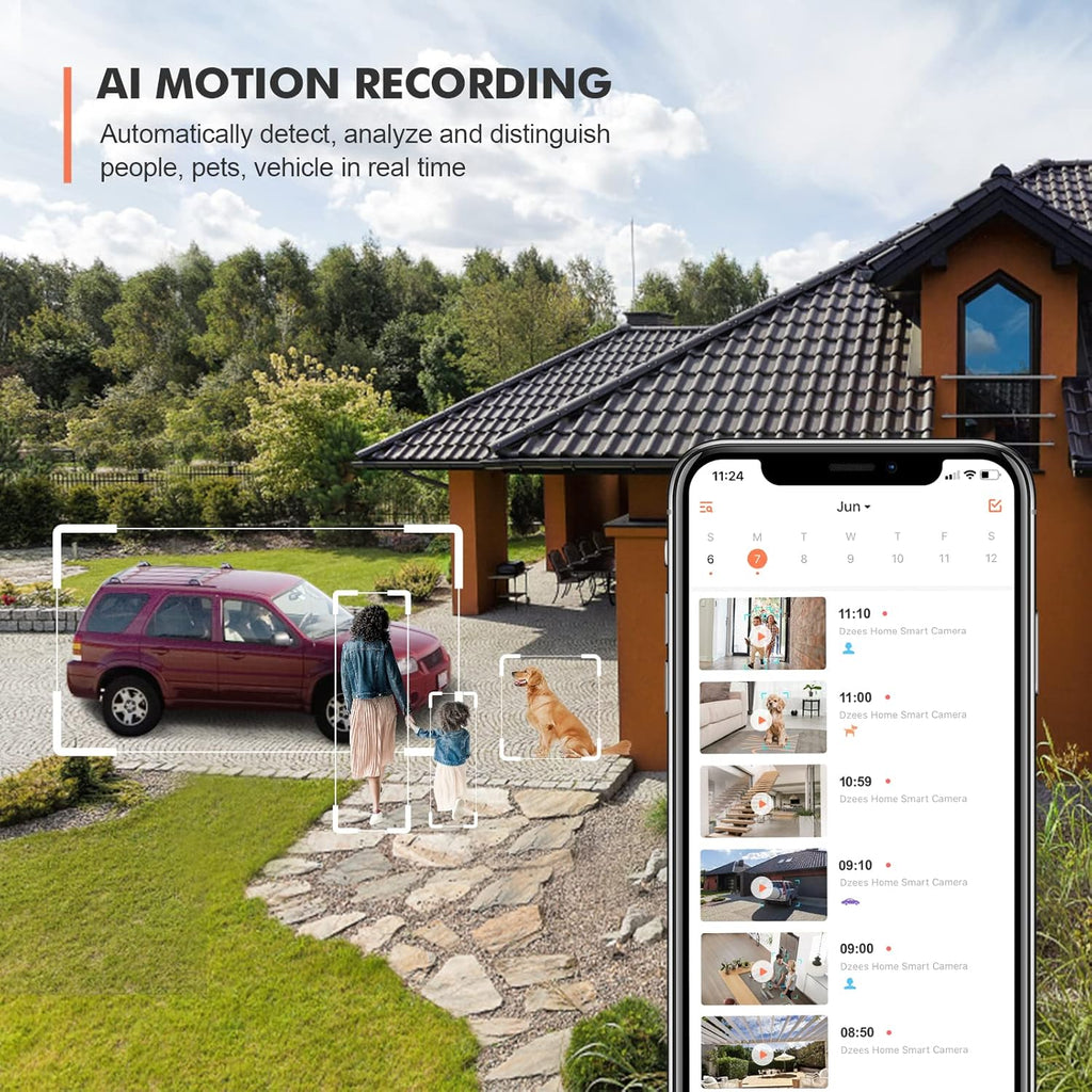Wireless Outdoor Security Camera with Spotlight, 360° PTZ, Color Night Vision F798