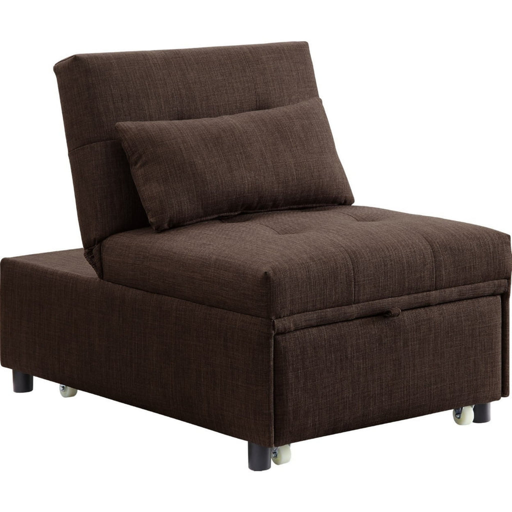 Brown Sofa Bed with Lumbar Pillow and Pull Out Sleeper O87608