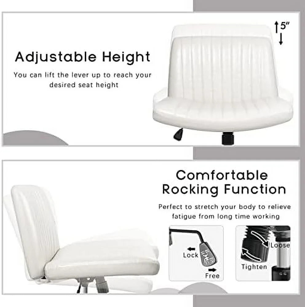 Armless PU Leather Desk Chair with Ottoman S46750
