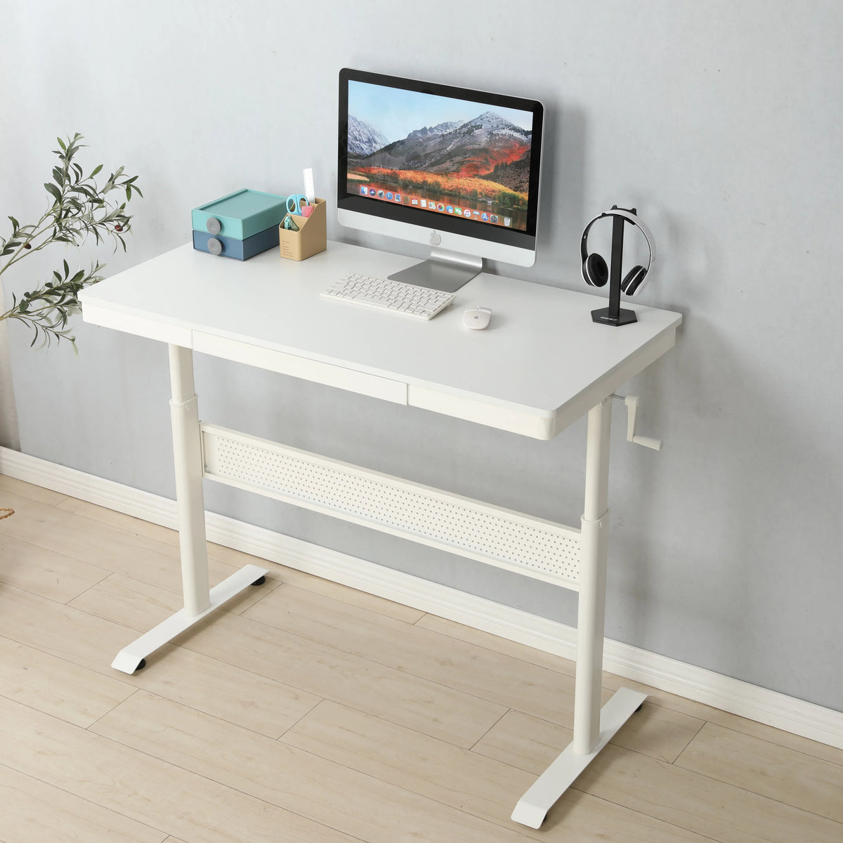 White 48 x 24 Inches Adjustable Height Standing Desk B647194