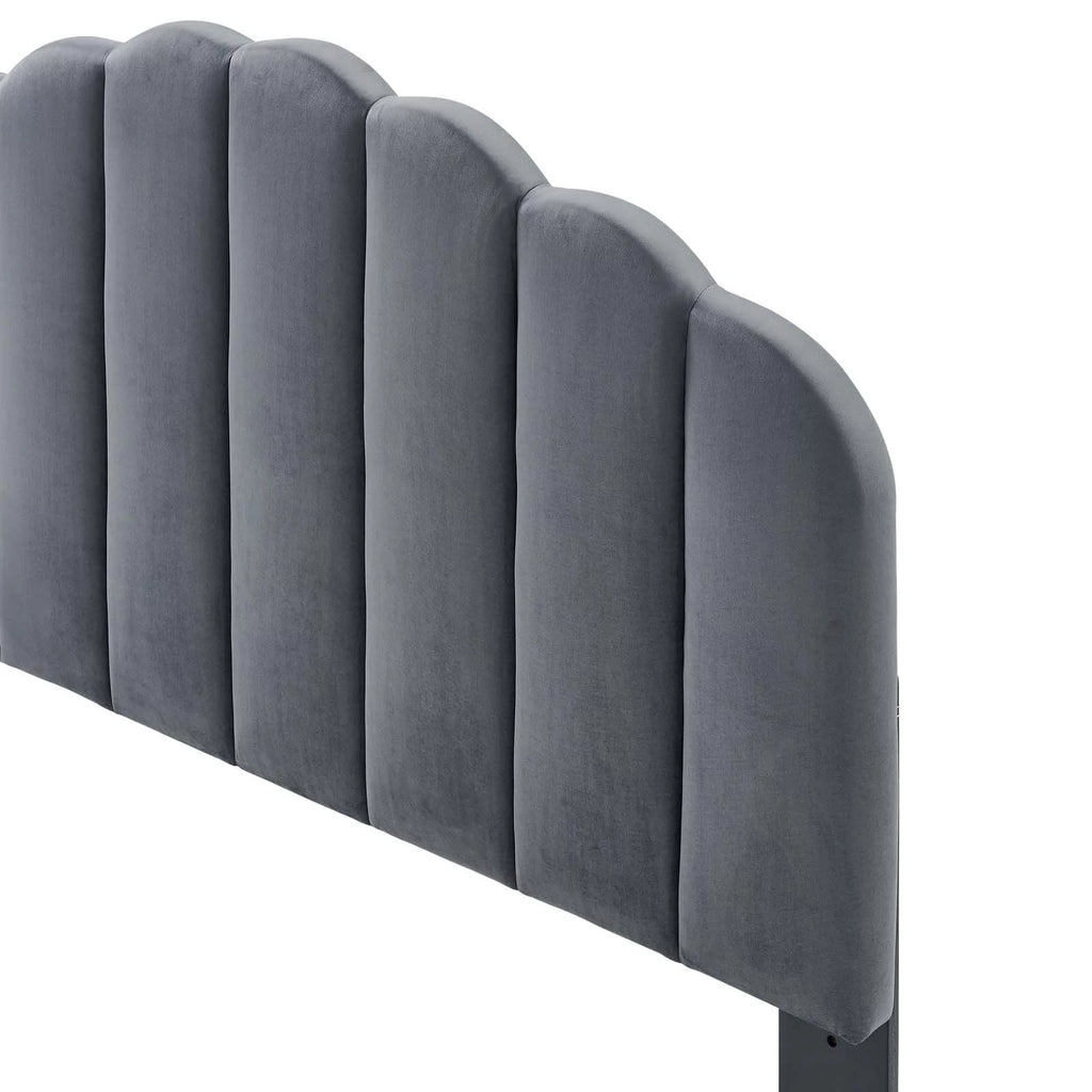 King Size Velvet Dark Grey Headboard V1188