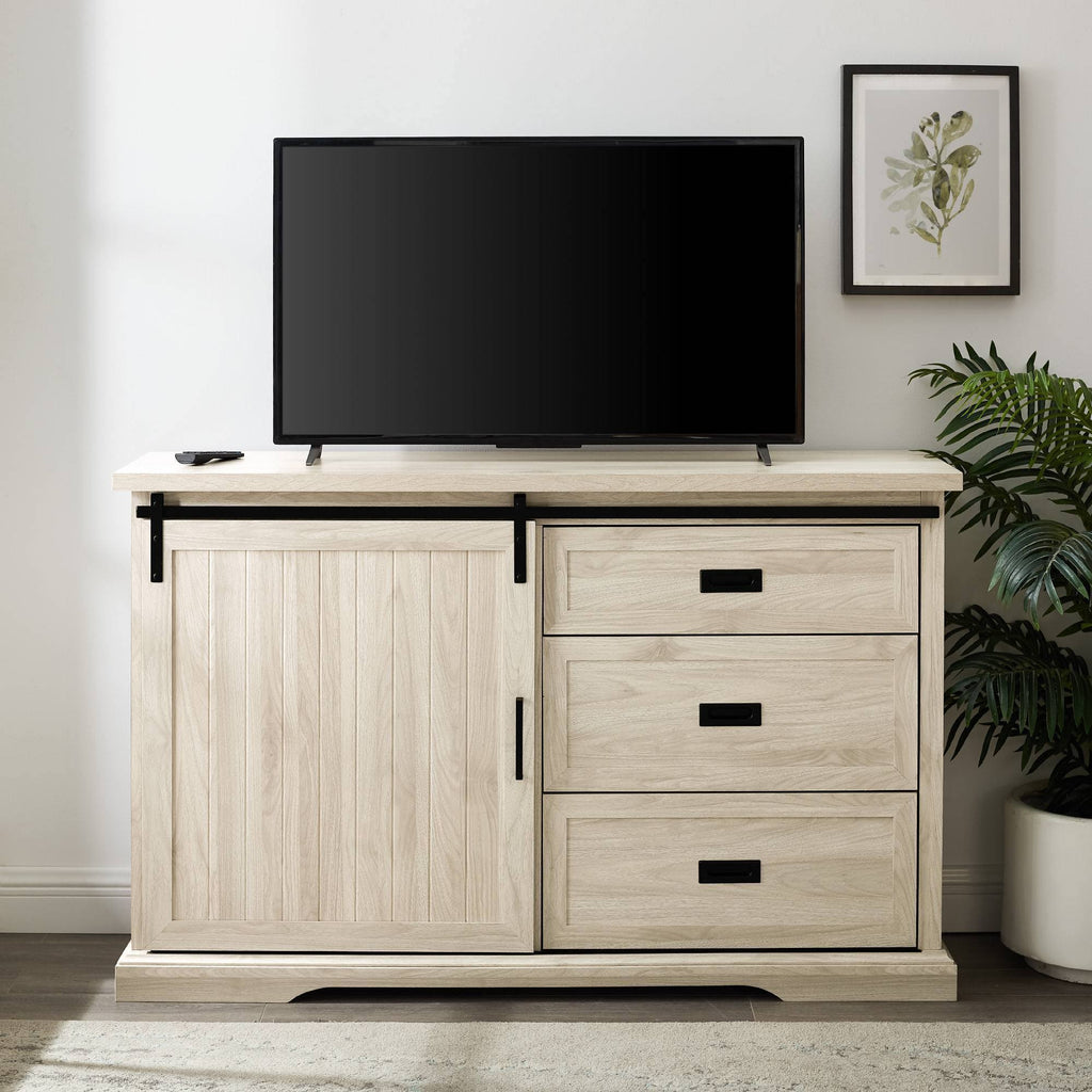 Farmhouse Sliding Door Sideboard with 3 Drawers Birch C363978