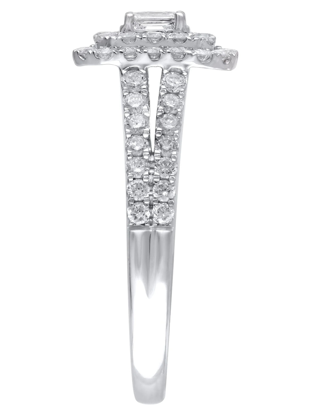 Emerald Cut Diamond Engagement Ring in 10kt White Gold M866