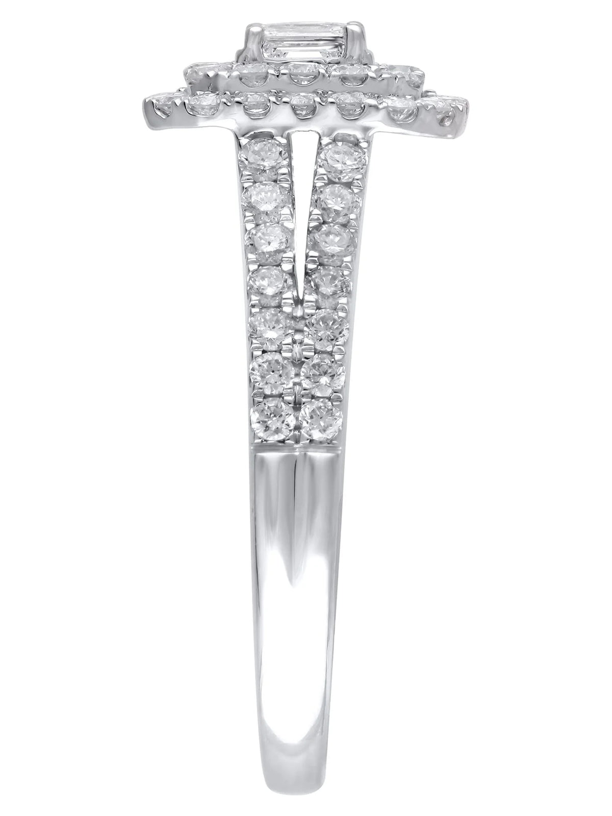 Emerald Cut Diamond Engagement Ring in 10kt White Gold M866