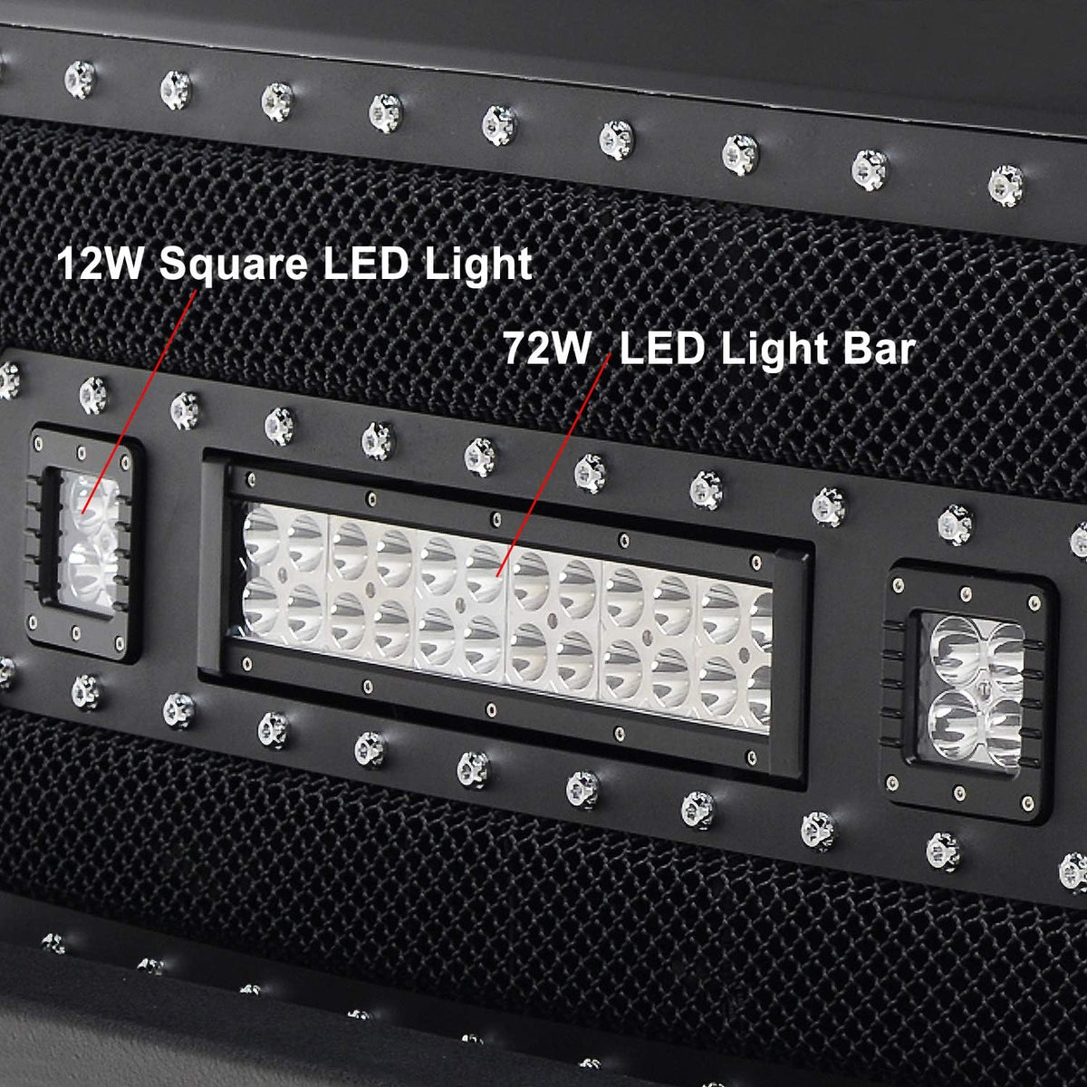 Black Stainless Steel Wire Mesh Grille with 3 LED Lights Y165