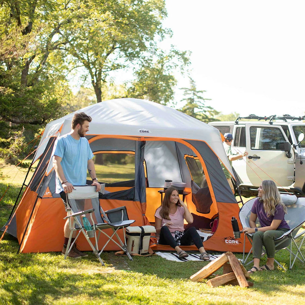 6-Person Cabin Camping Tent Orange Z4189