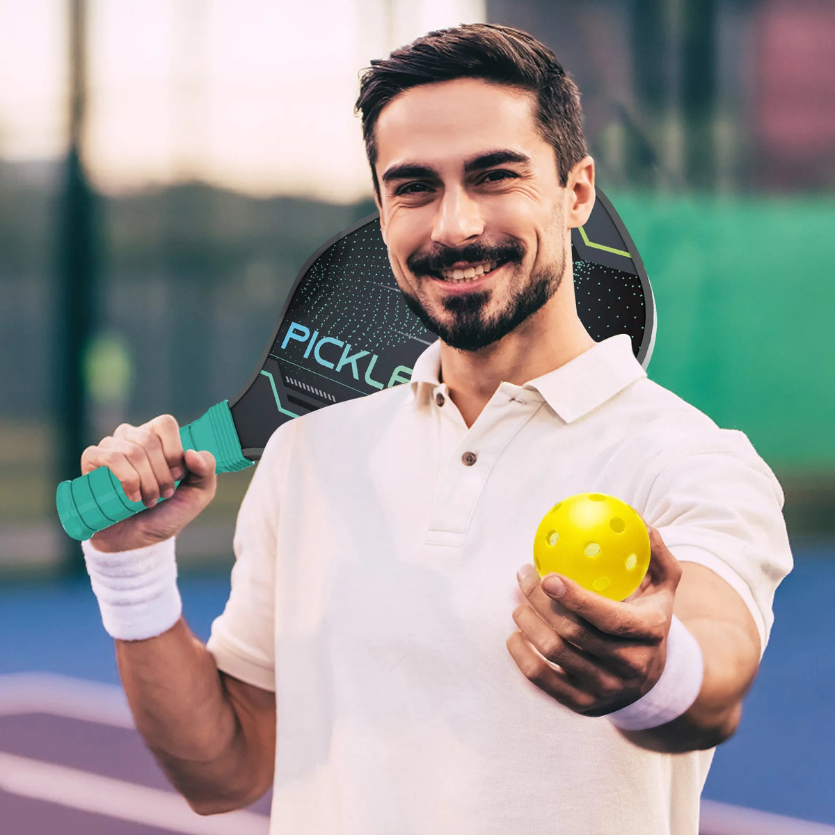 Pickleball Paddles Set of 2 Wood with 4 Balls F9230