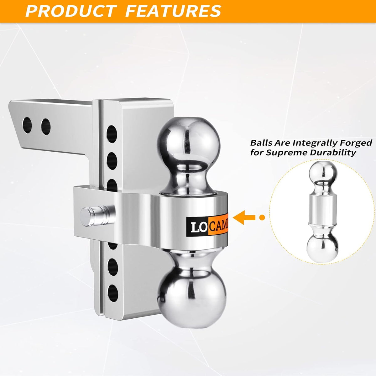 Adjustable Aluminum Trailer Hitch with Double Stainless Steel Locks A519