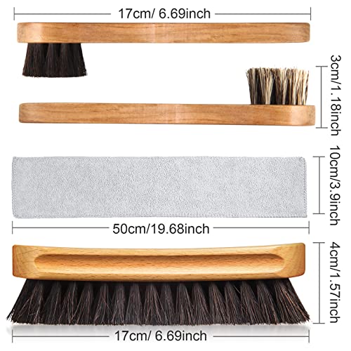 4 Pcs Horsehair Shoe Brush Kit with Microfiber Shoe Cloth Y7838