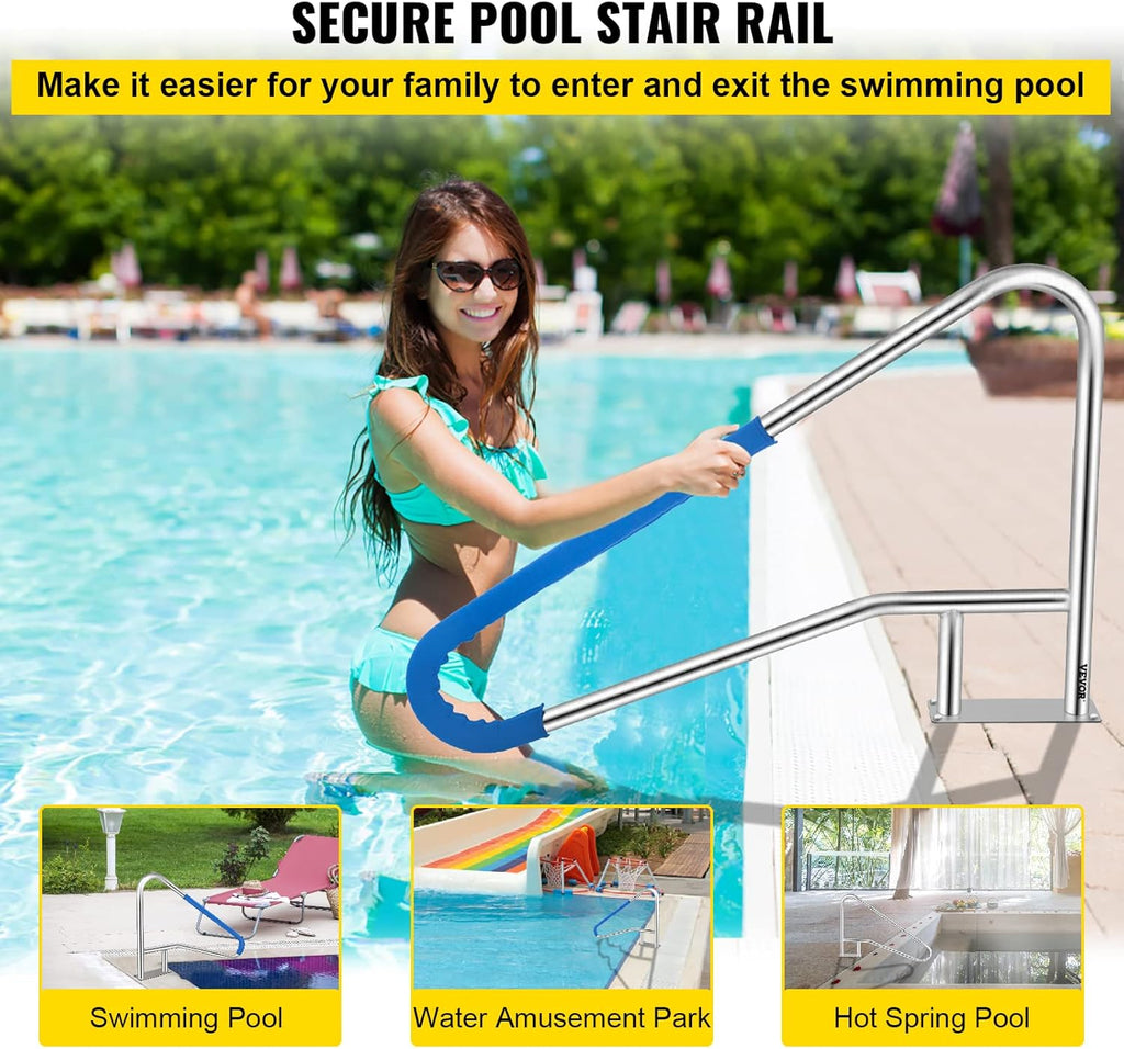 55x32 Stainless Steel Pool Handrail with Grip Cover N45244