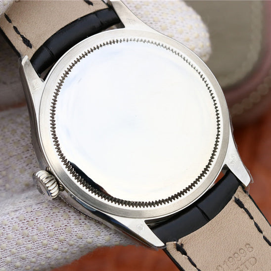 Silver Multicolor Dial Black Leather Strap E66684