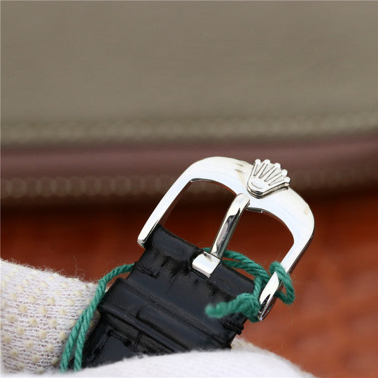 Silver Multicolor Dial Black Leather Strap E66684